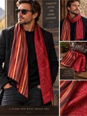 Daniel Hanson Nottingham England Luxury Reversible Silk Menswear Unisex Scarf